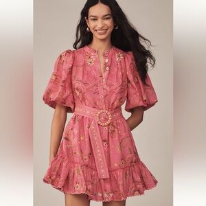 Farm Rio x Anthropologie Short-Sleeve Button-Front Mini Dress